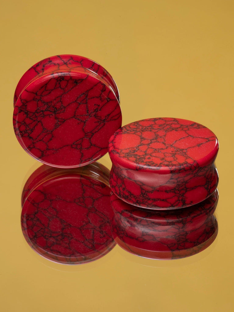 Red Howlite Stone Plugs