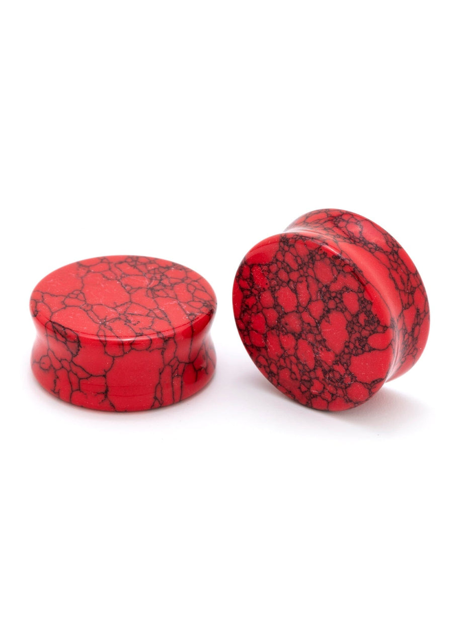thumbnail image 2 of Red Howlite Stone Plugs | Red Stone Gauges 2 of 13
