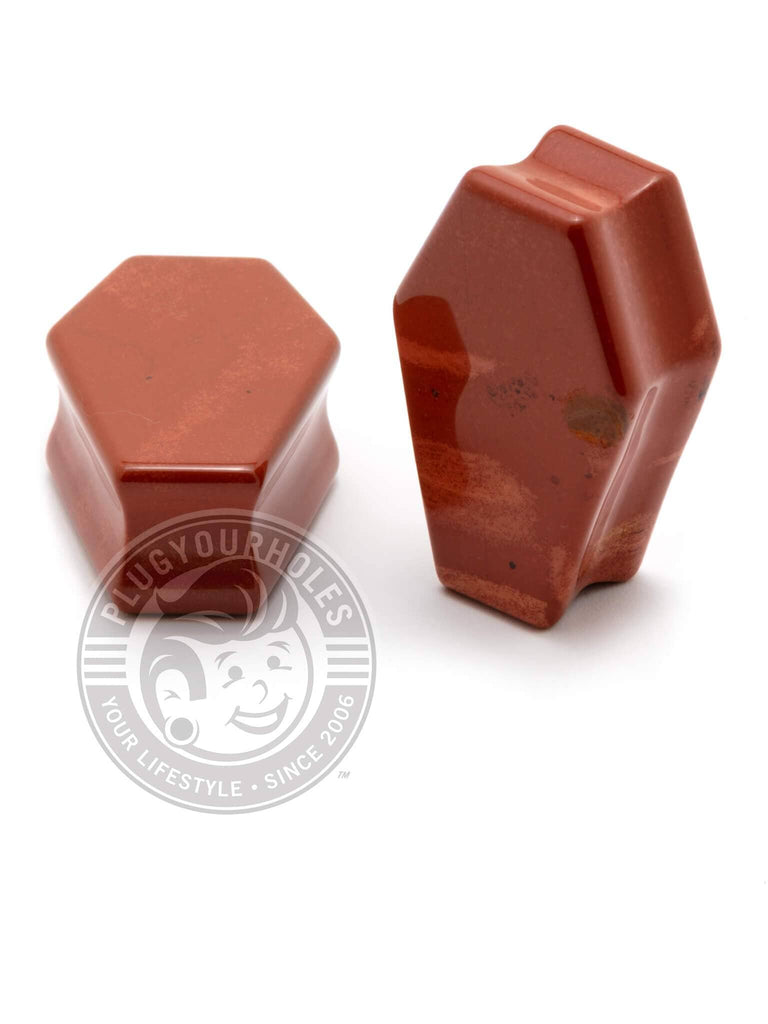 Red Jasper Coffin Cut Stone Plugs
