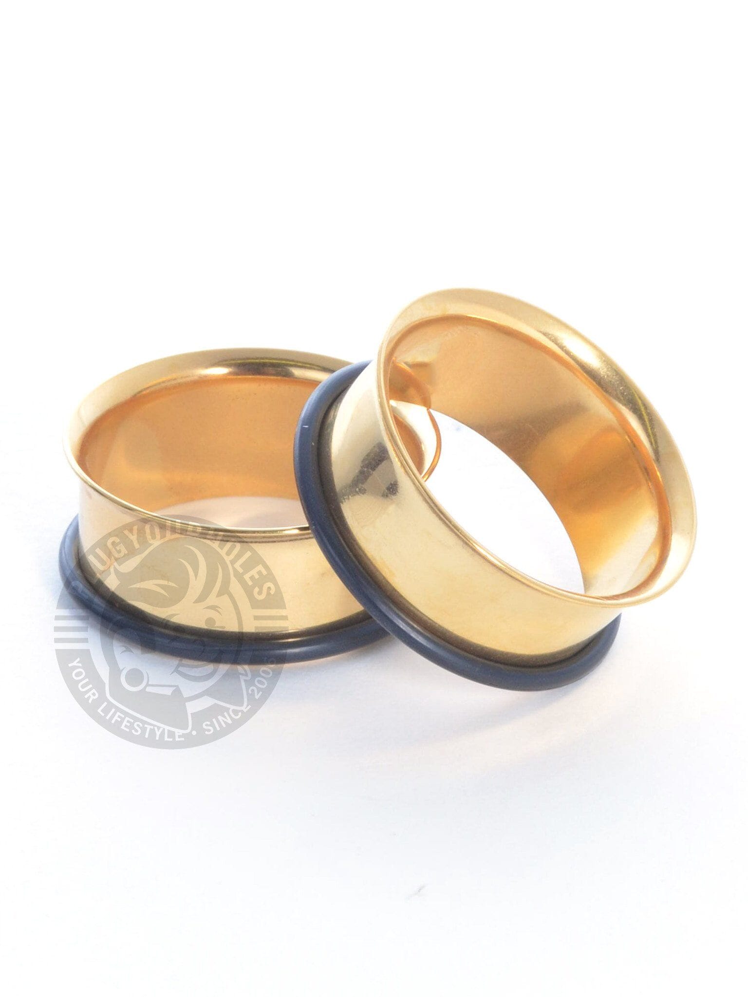 Gold Teardrop Ear Tunnels - Double Flared Flesh Plug Stretcher Piercing TU177