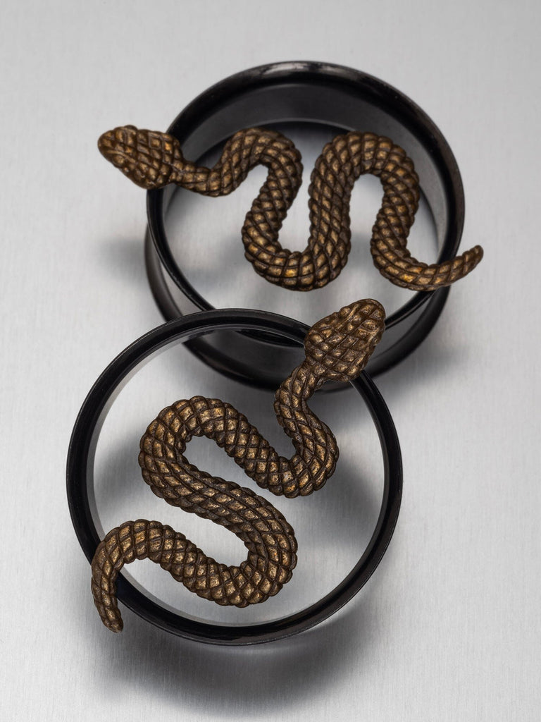Slither Snake Black Double Flared Steel Tunnels