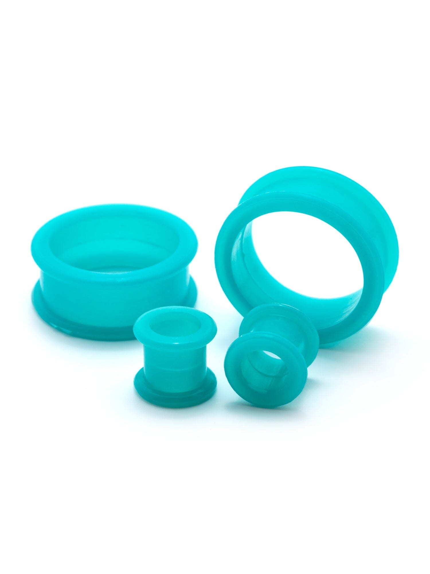 PAIR Teal Epoxy Stainless Steel Crystal Ear Gauges – Cubic Zirconia, Screw-On, 2G To 5/8