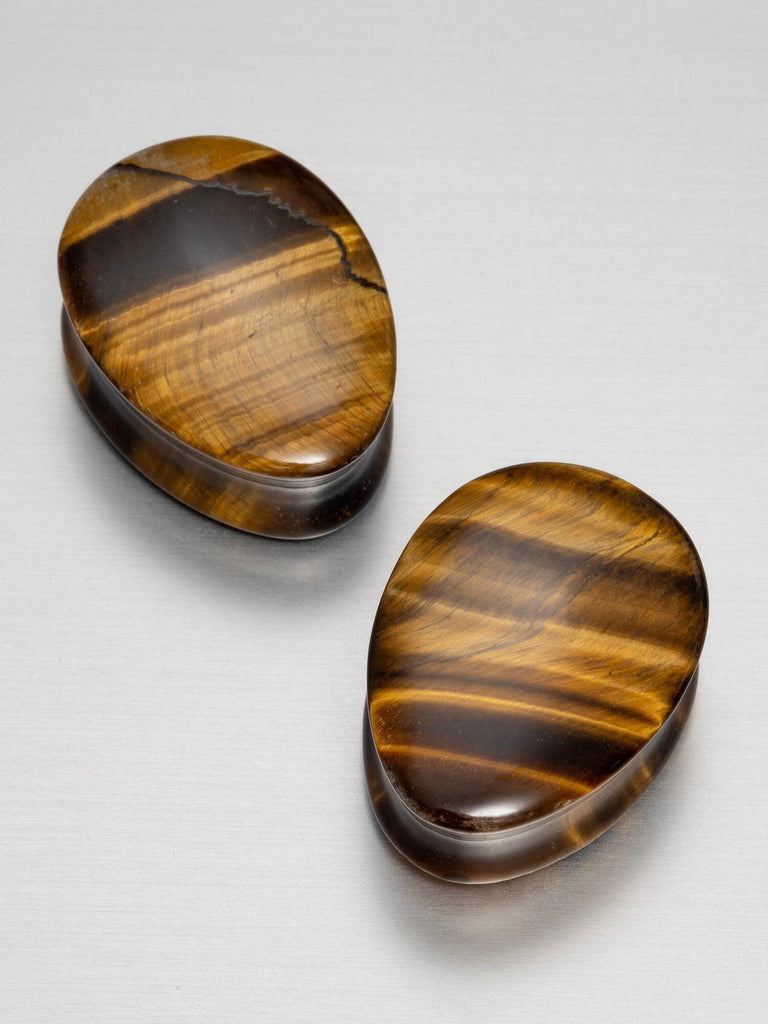 Tiger's Eye Stone Teardrop Plugs