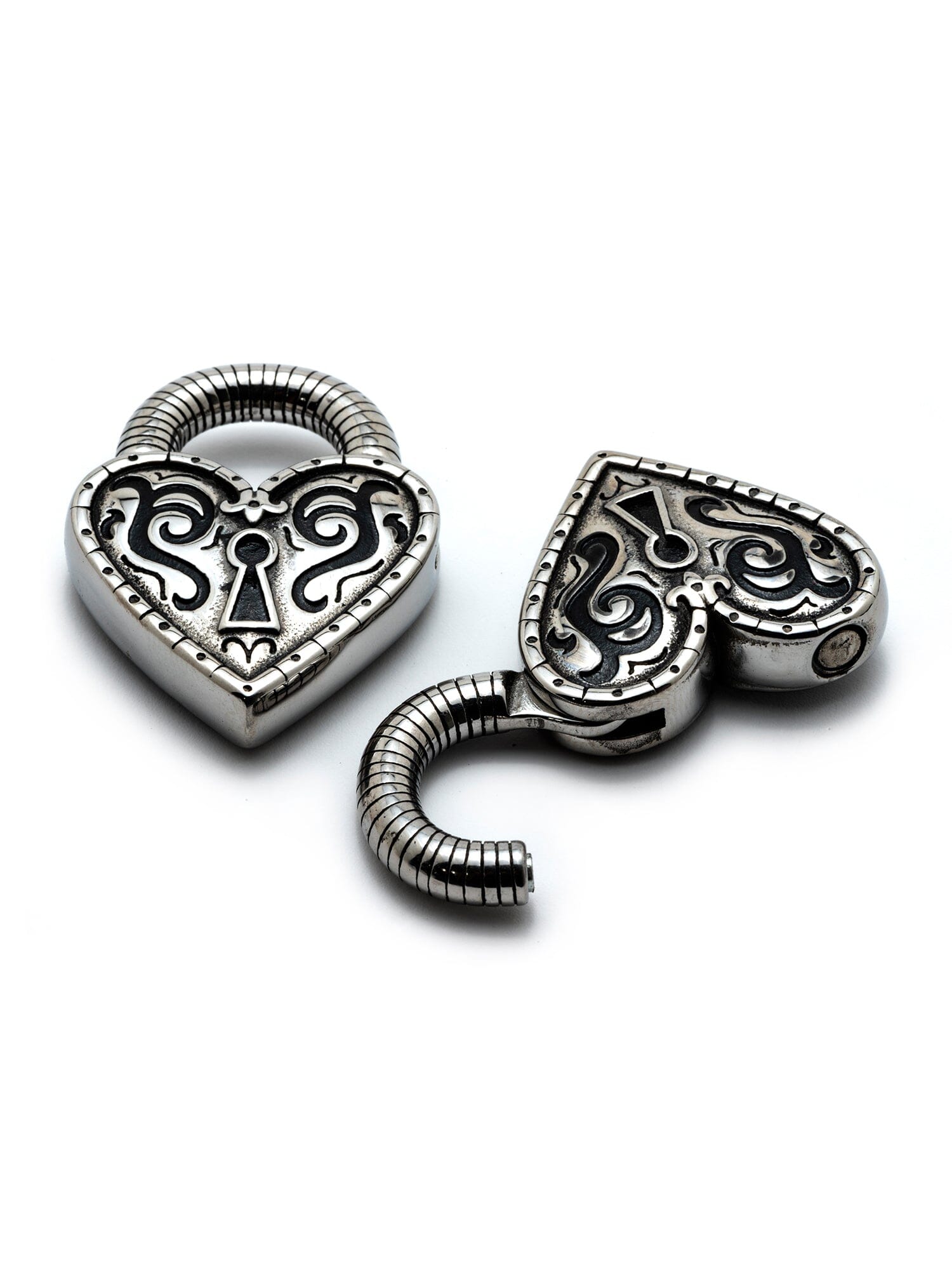 Silver Heart Lock & Key Dangly Drop Earrings - 3 Pack