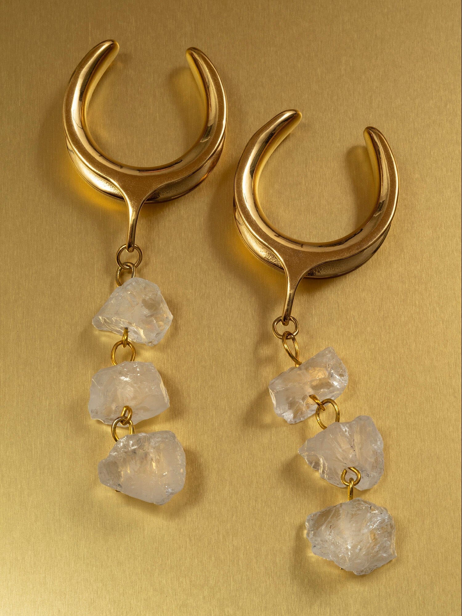 Triple Crystal Dangle Gold Steel Crescent Saddles Saddle Gauges