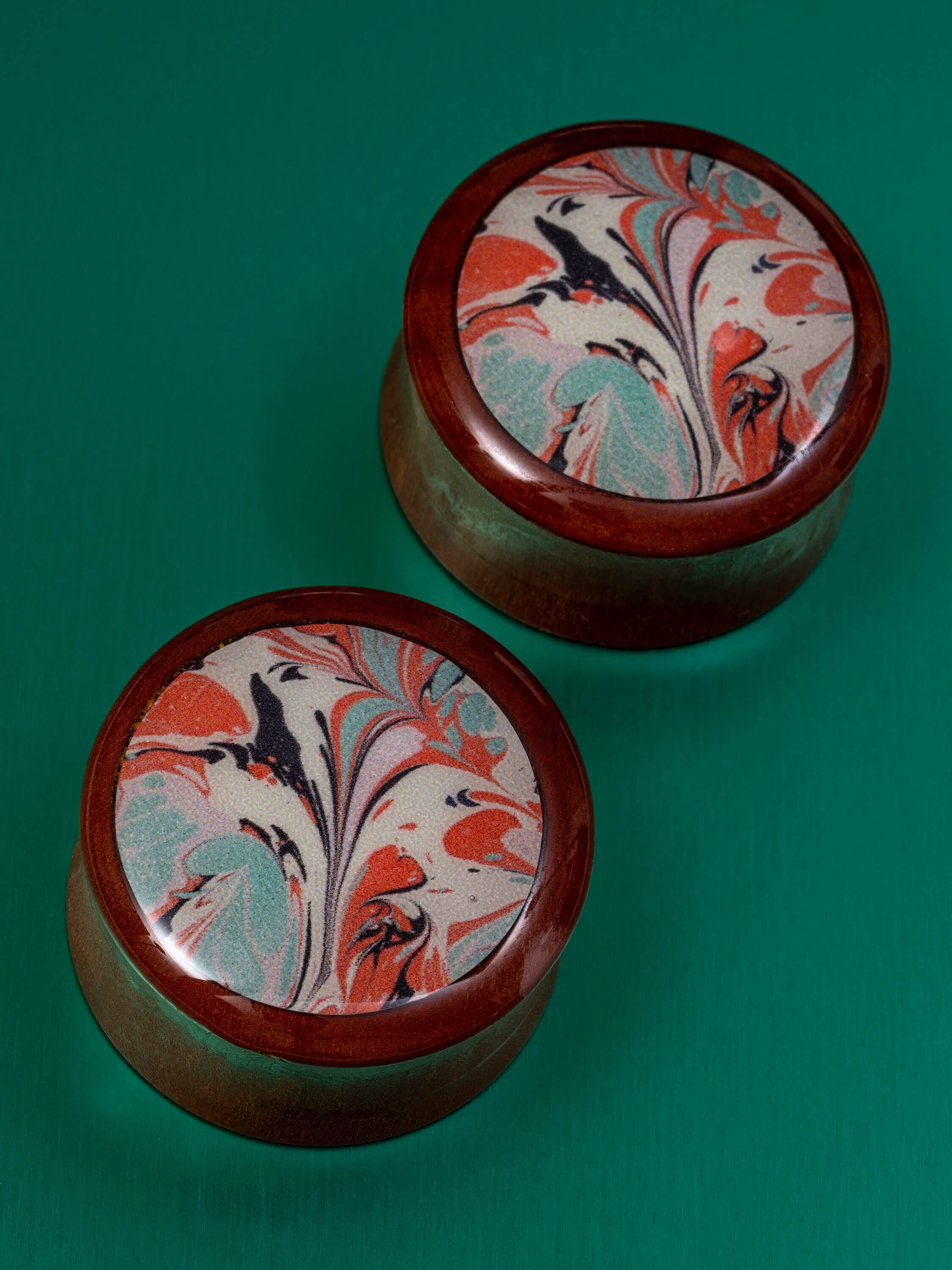 Trippy Dye Image Wood Plugs | Custom Gauges | 70's Inspired