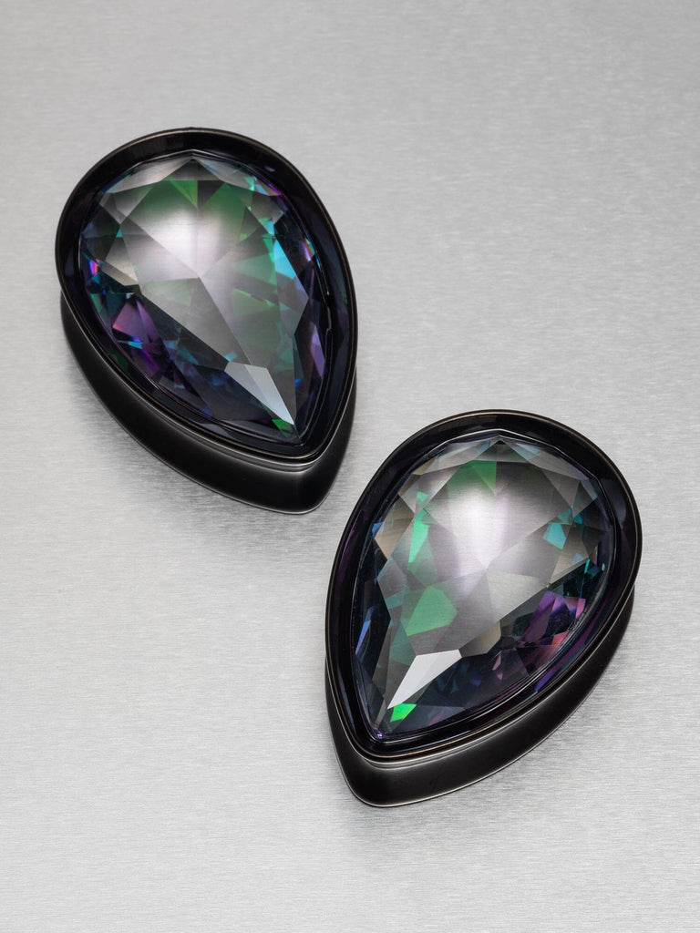 Vitrail Big Bling Black Teardrop Steel Plugs