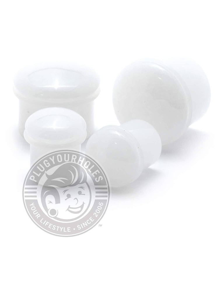 White Jade Single Flared Stone Plugs