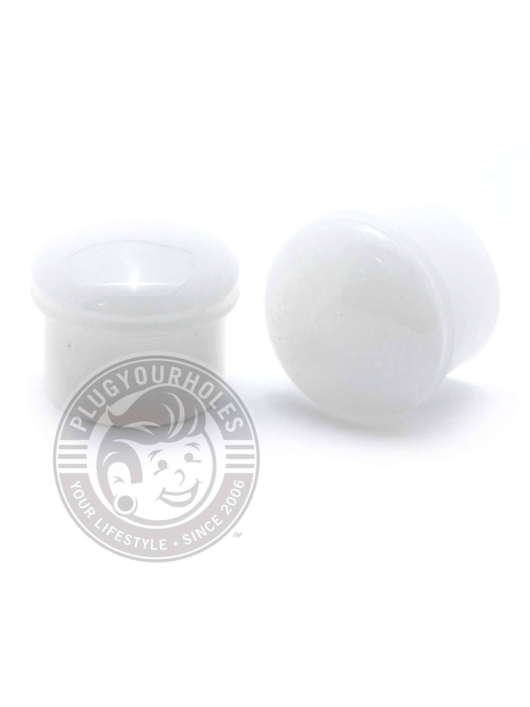 White Jade Single Flared Stone Plugs