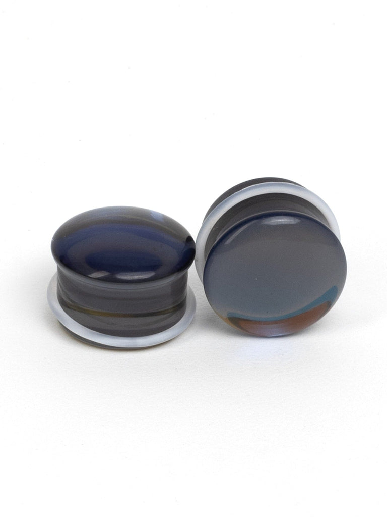 Black Aurora Single Flared Stone Plugs