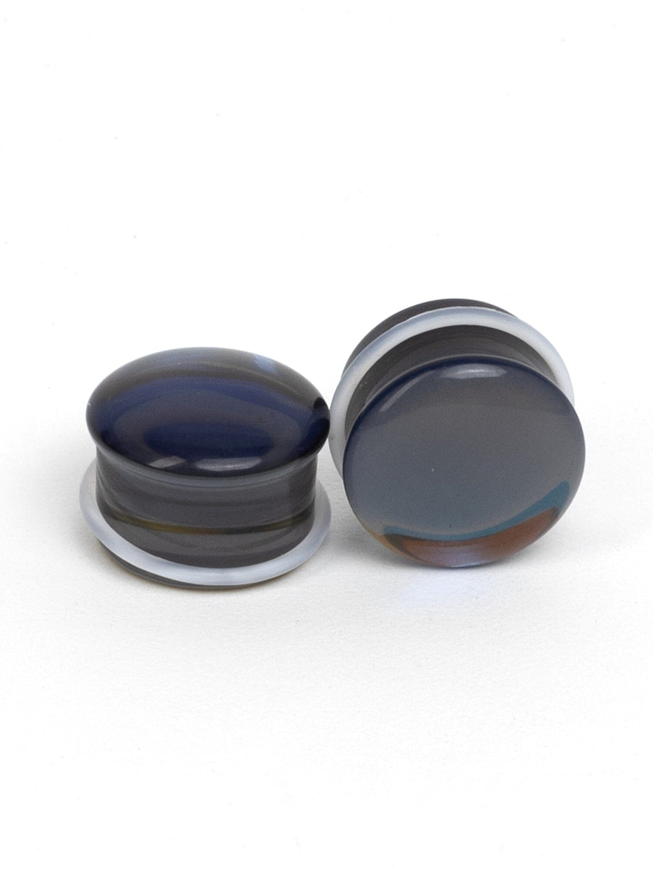 Lex & Lu Genuine Black Agate Double Flare Ear Plugs – 10g To 5/8