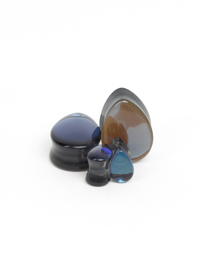 Black Aurora Stone Teardrop Plugs