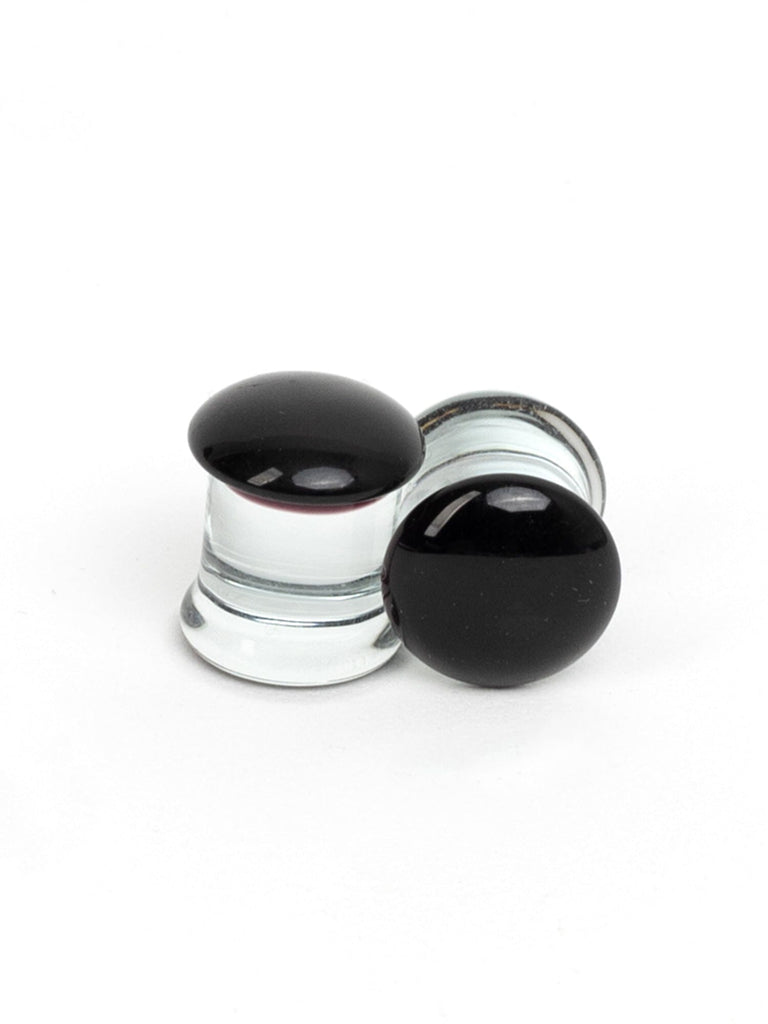 Black Top Double Flared Glass Plugs