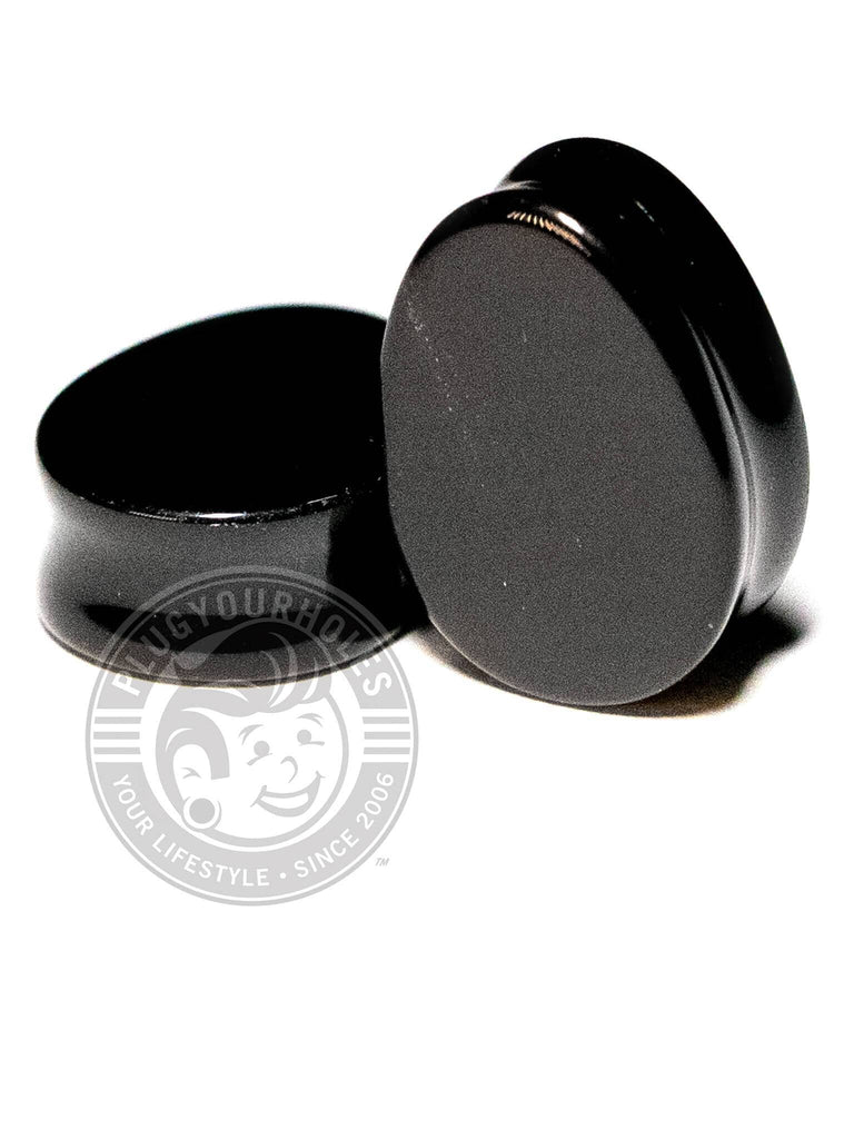 Black Agate Stone Teardrop Plugs