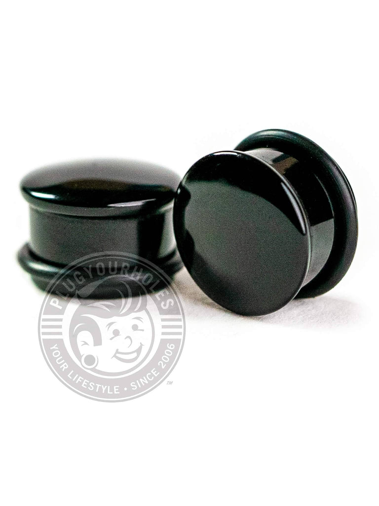 Black Agate Single Flared Stone Plugs