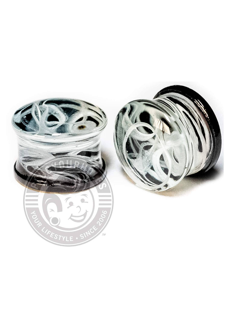 Black & White Smoke Pyrex Glass Plugs