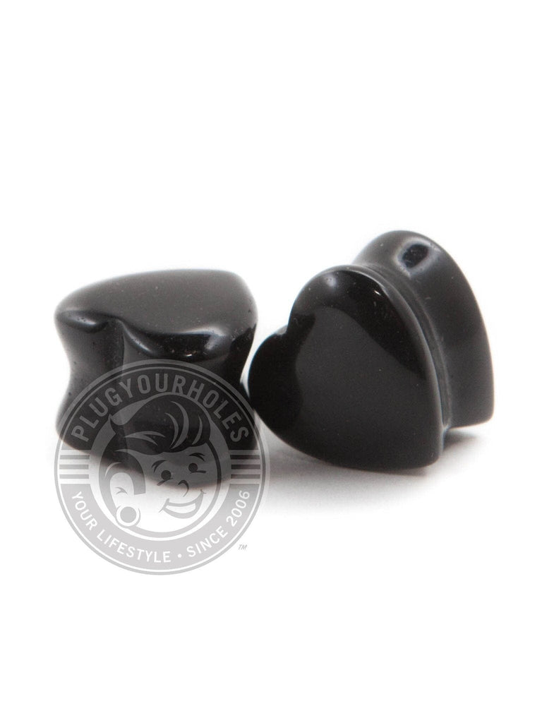 Black Agate Heart Stone Plugs