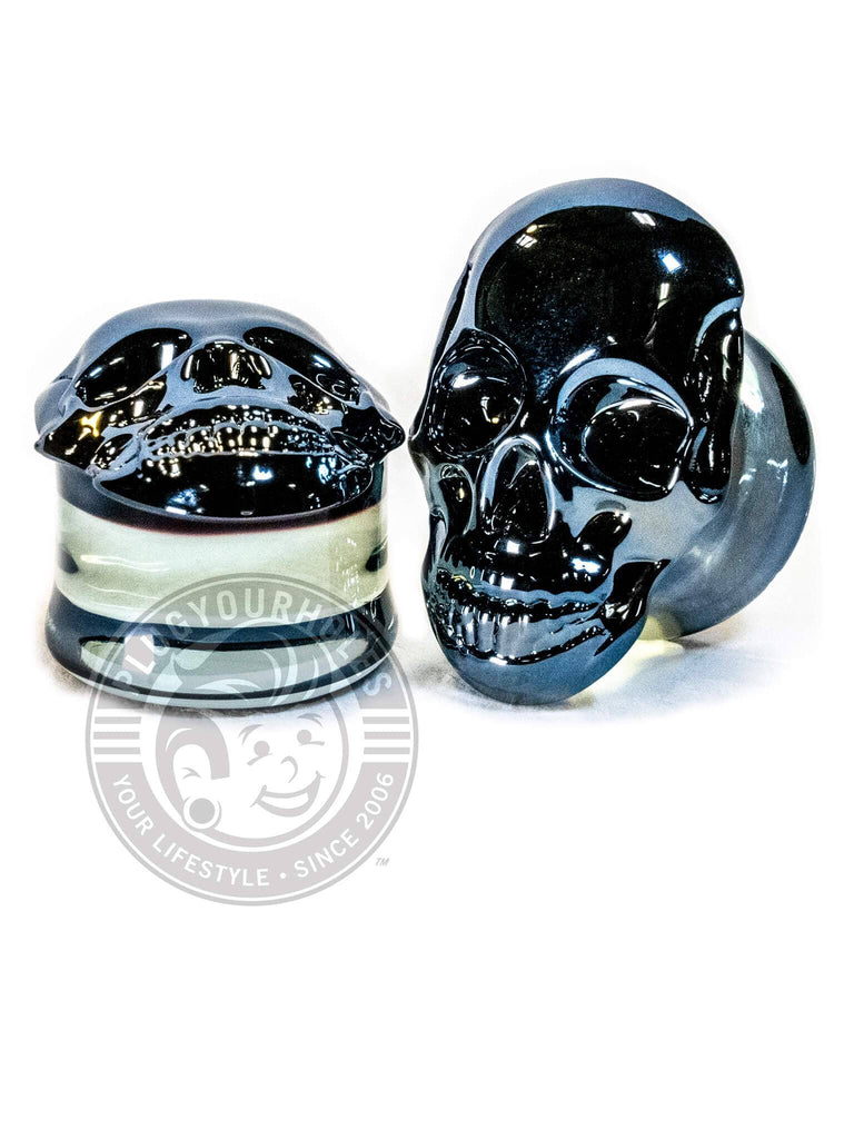 Black Skull Pyrex Glass Plugs