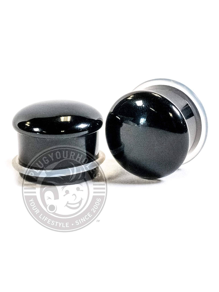 Black Agate Single Flared Stone Plugs