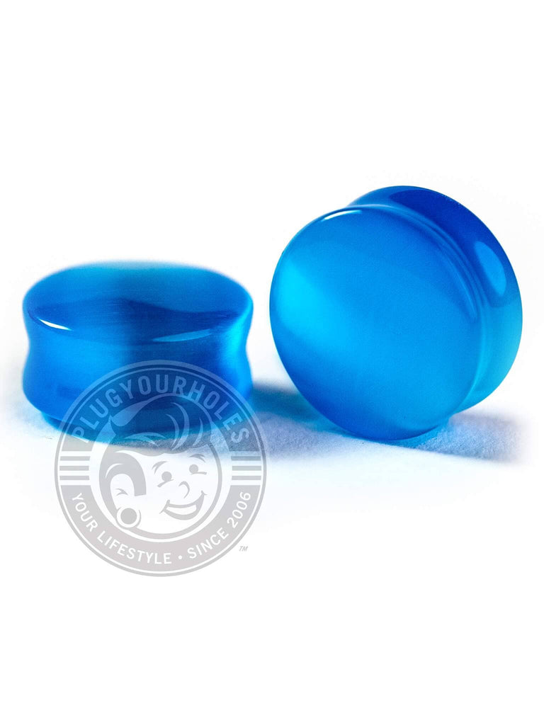 Aqua Blue Cat's Eye Stone Plugs