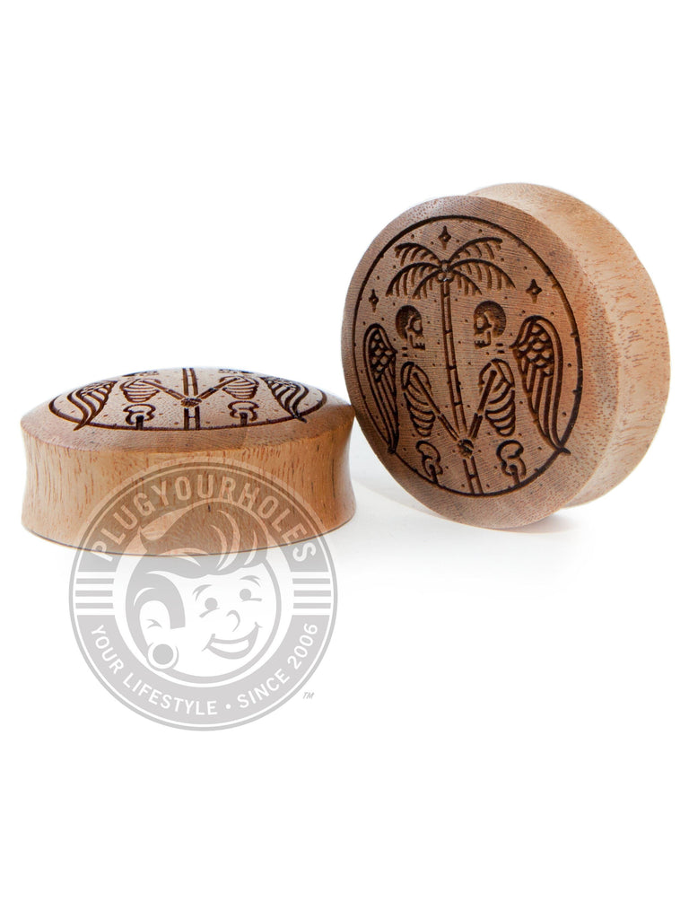 Death Palm - Engraved Wood Plugs