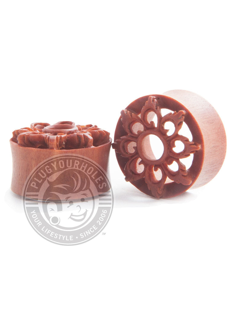 Filagree Star Carved Sawo Wood Plugs