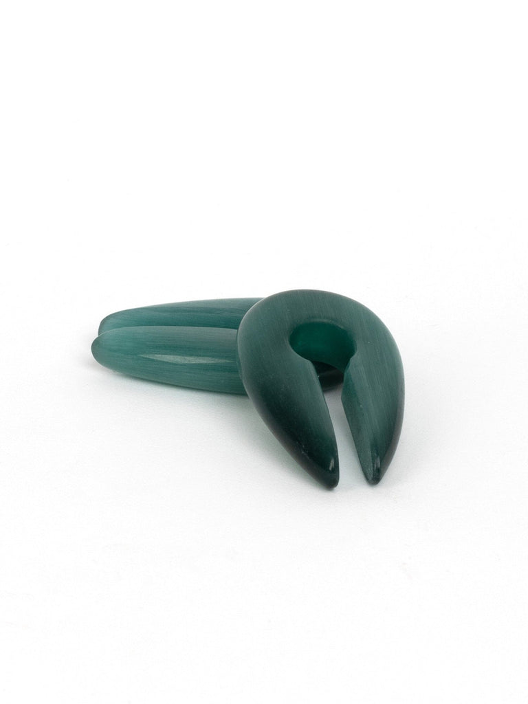 Forest Green Cat's Eye Oval Keyhole Stone Hangers