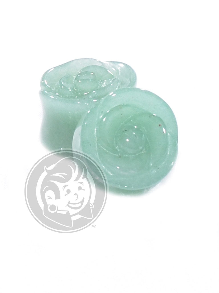 Green Aventurine Rose Cut Stone Plugs