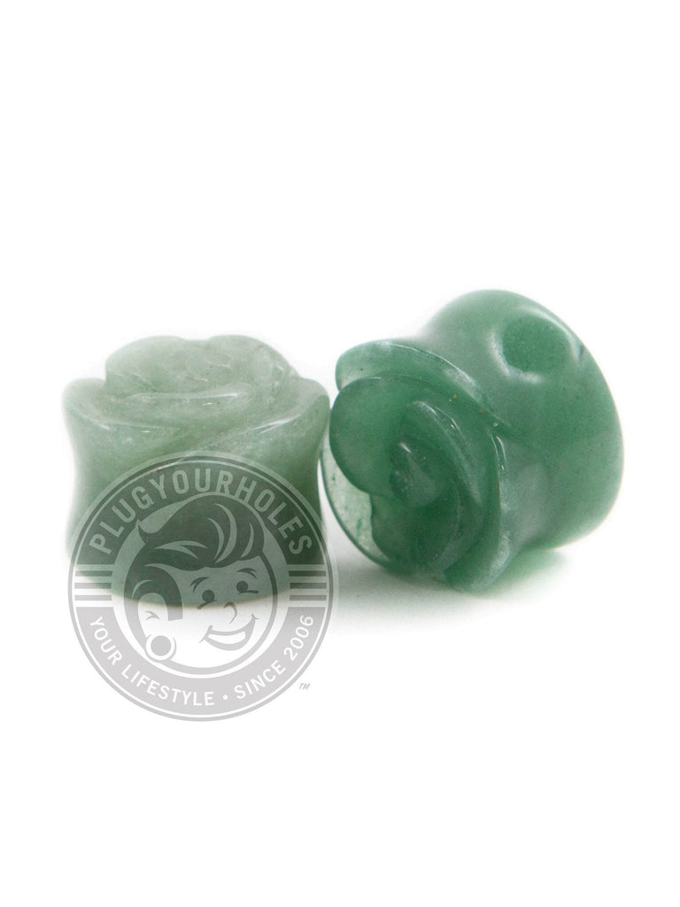 Green Aventurine Rose Cut Stone Plugs