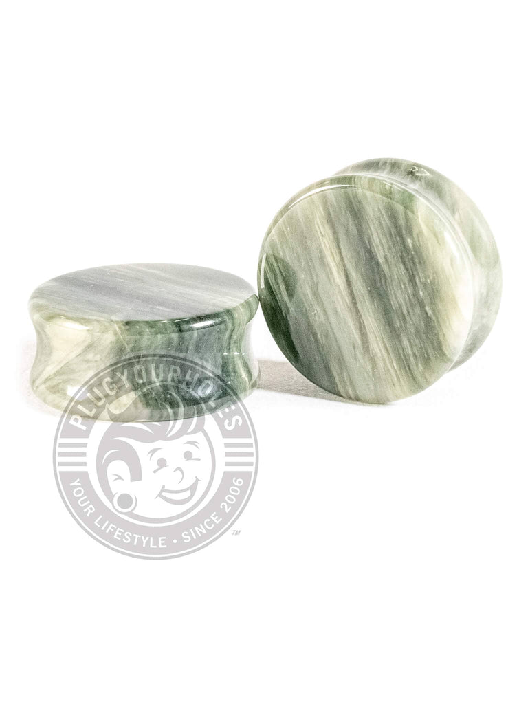 Green Jasper Convex Stone Plugs