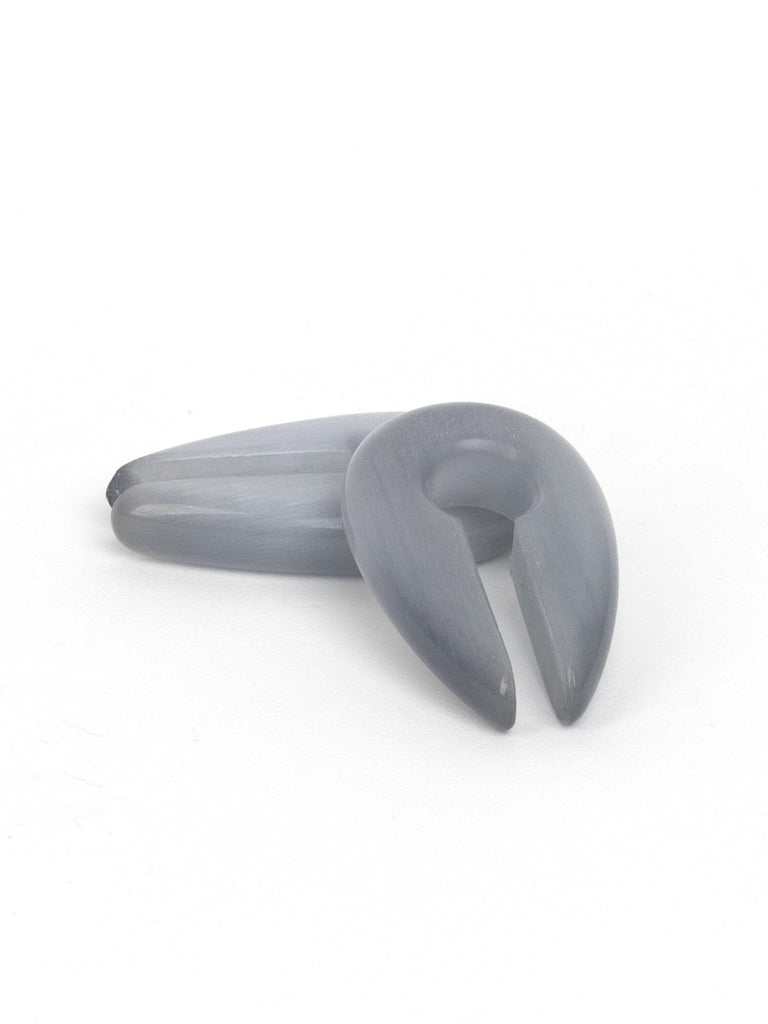 Grey Cat's Eye Oval Keyhole Stone Hangers