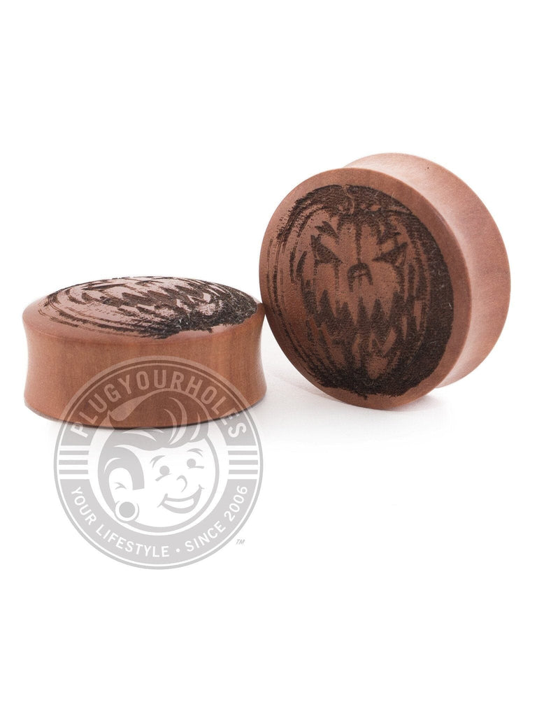 Jack-O-Lantern Engraved Wood Plugs