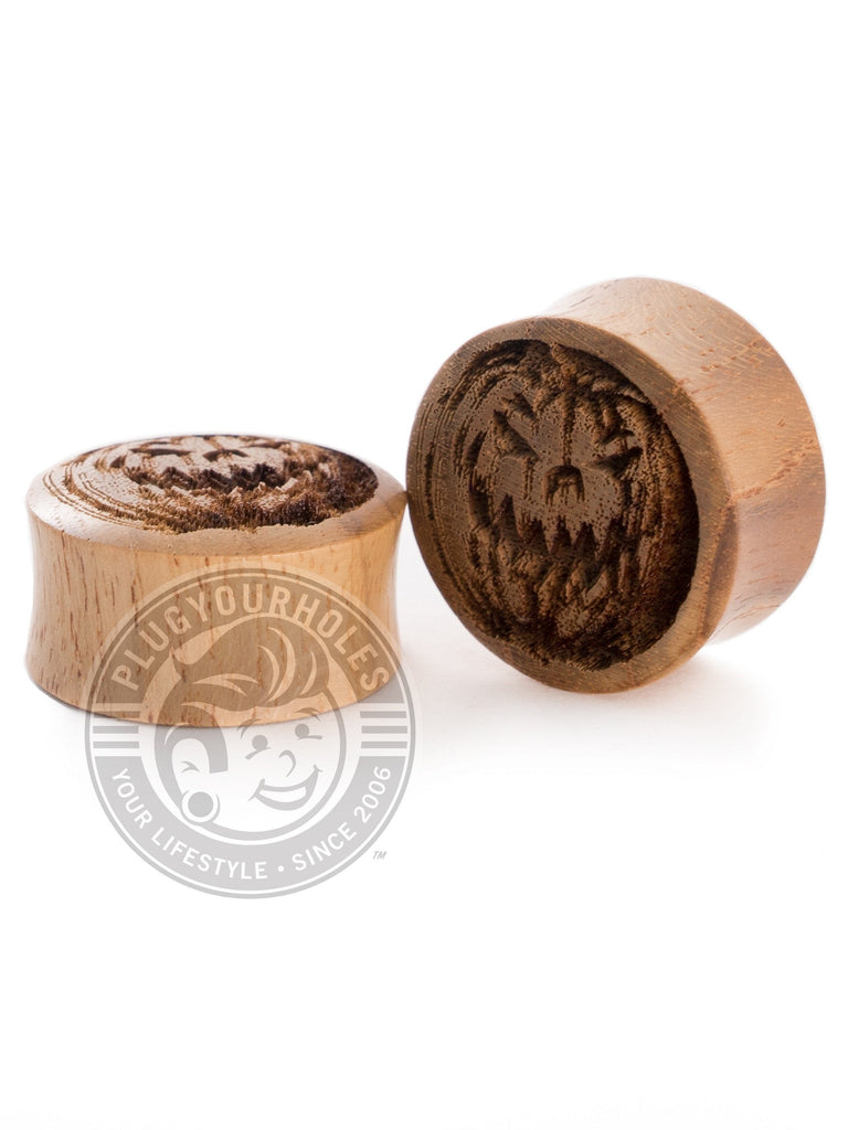 Jack-O-Lantern Engraved Wood Plugs