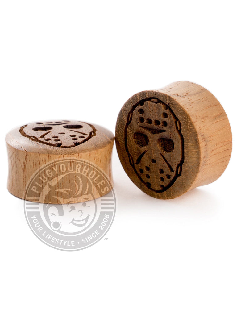 Jason Mask Engraved Wood Plugs