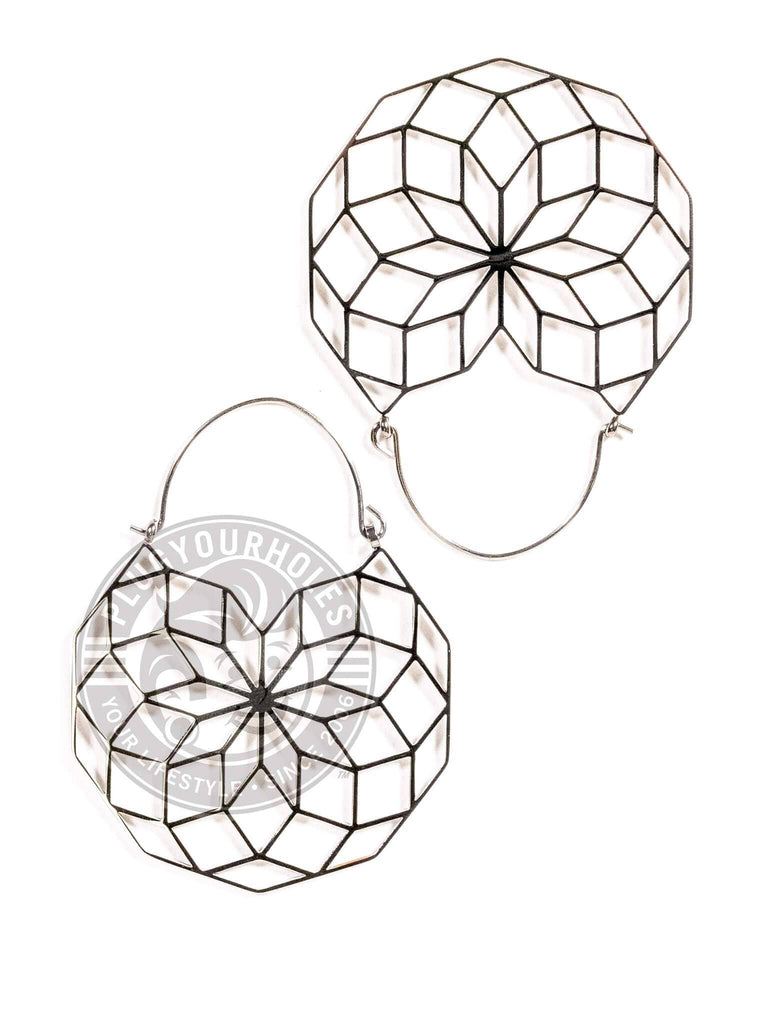 Geometric Star Dangle Hoop Steel Earrings
