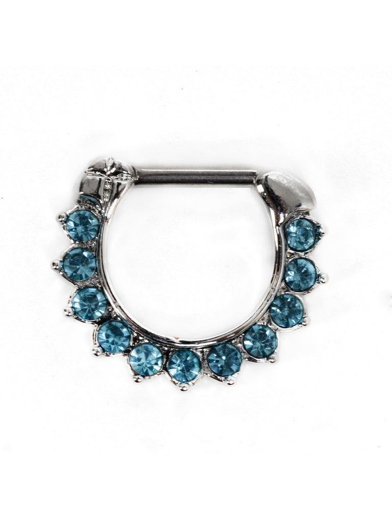 Aqua Gem Inlay Steel Septum Clicker