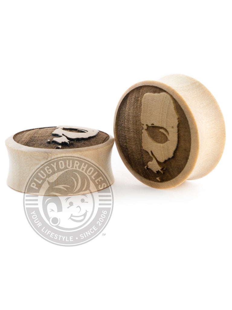 Michael Myers Half Mask - Engraved Wood Plugs