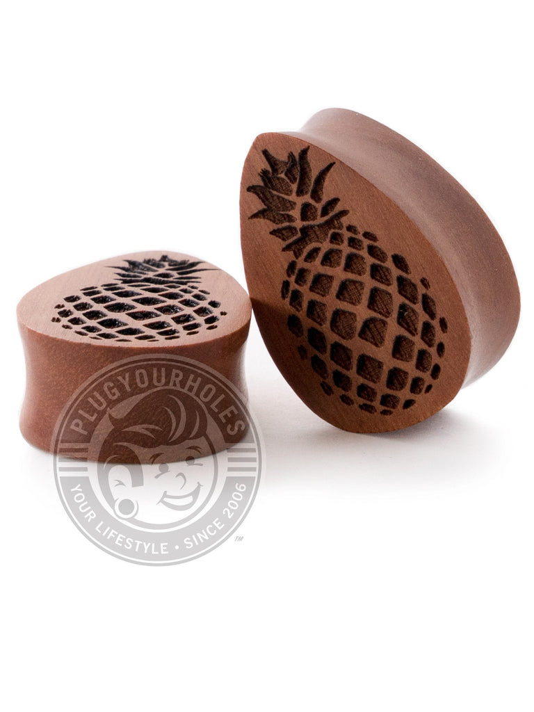 Pineapple Tear Drop Sawo Engraved Wood Plugs