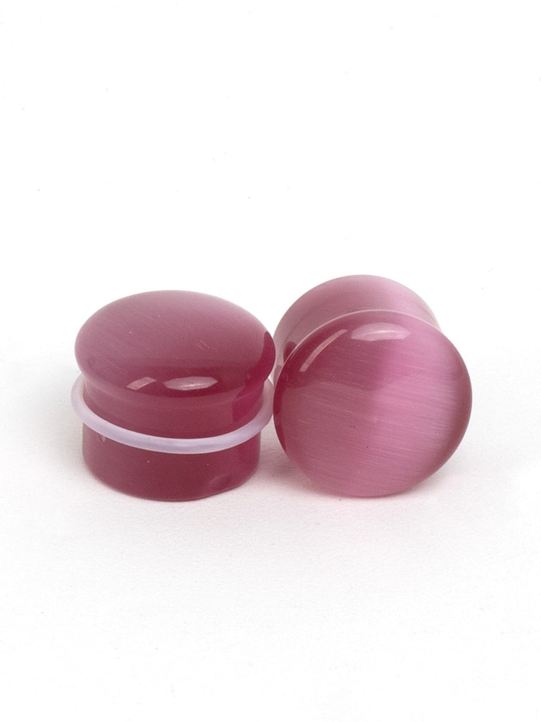 Pink Cat's Eye Single Flared Stone Plugs