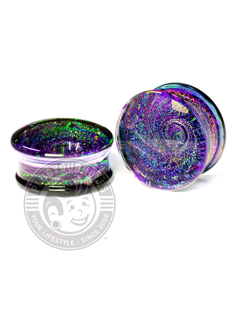 Purple Green Galaxy Pyrex Glass Plugs