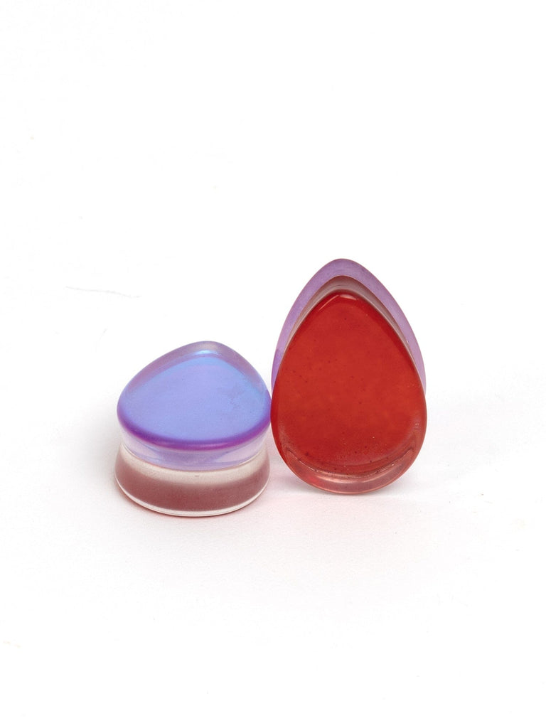 Red Aurora Stone Teardrop Plugs