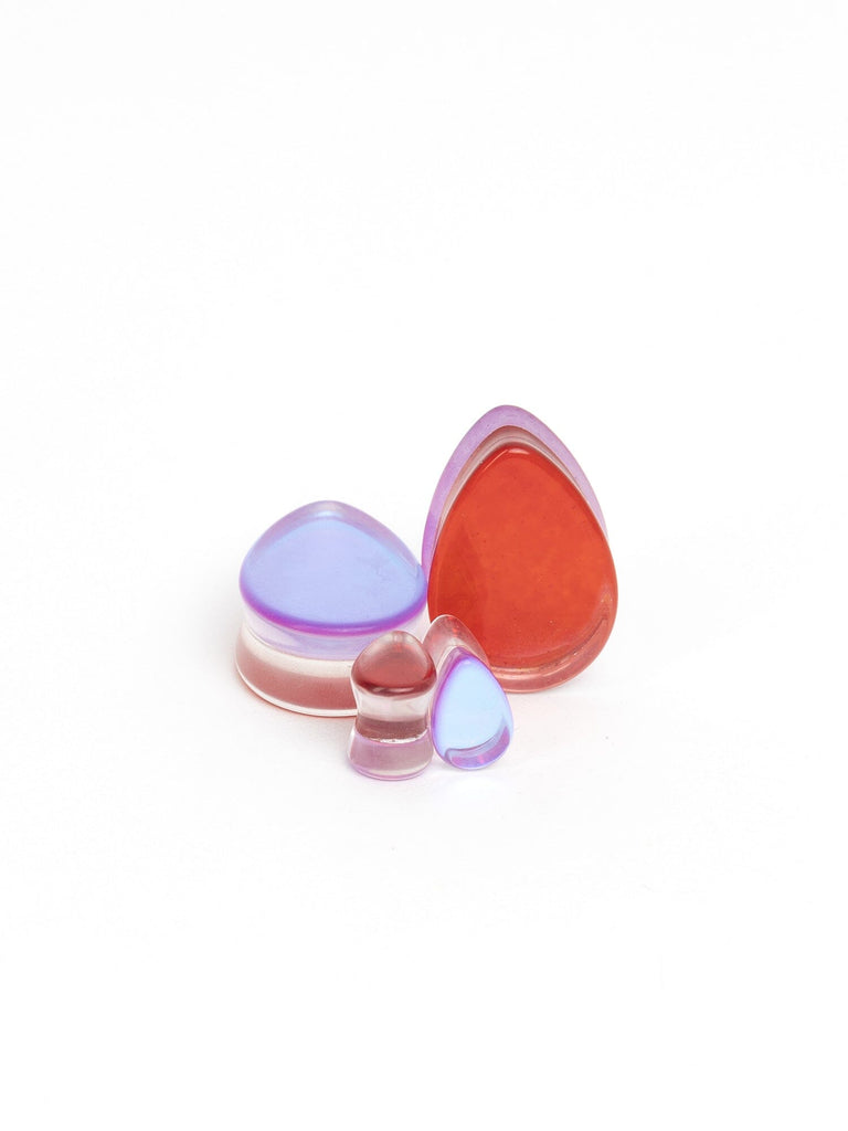 Red Aurora Stone Teardrop Plugs