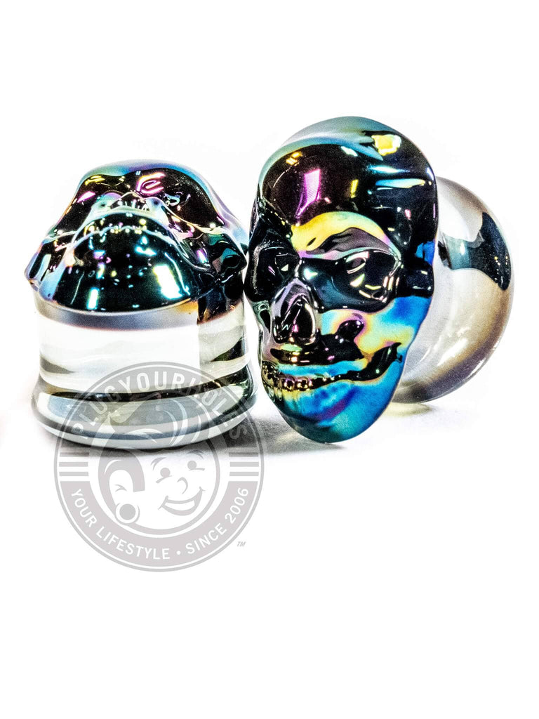 Aurora Skull Pyrex Glass Plugs