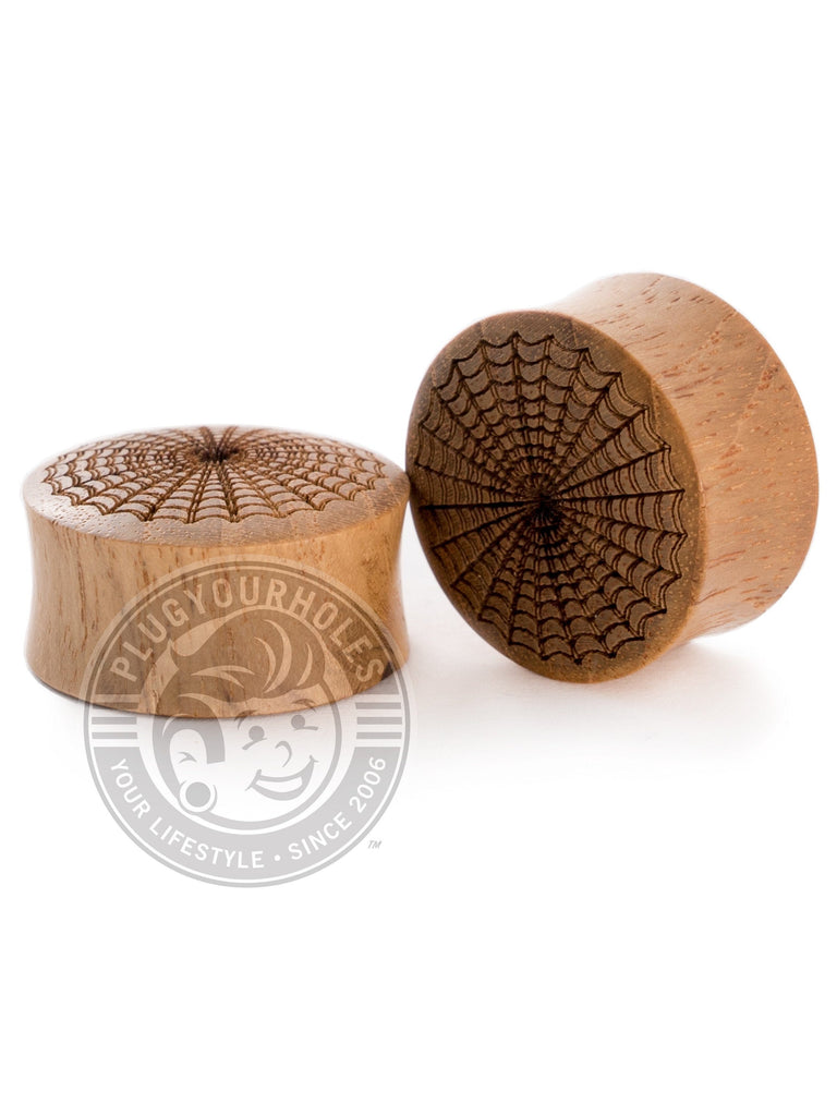 Web Tattoo Flash Engraved Wood Plugs