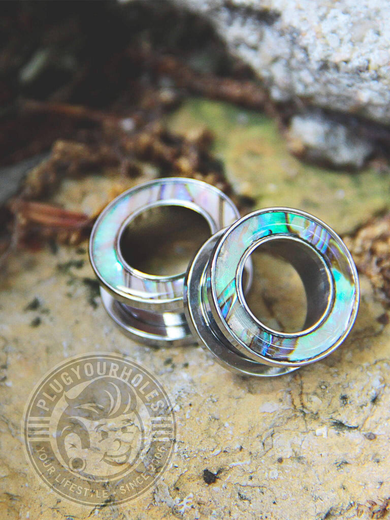 Mother of Pearl Threaded Steel Tunnels
