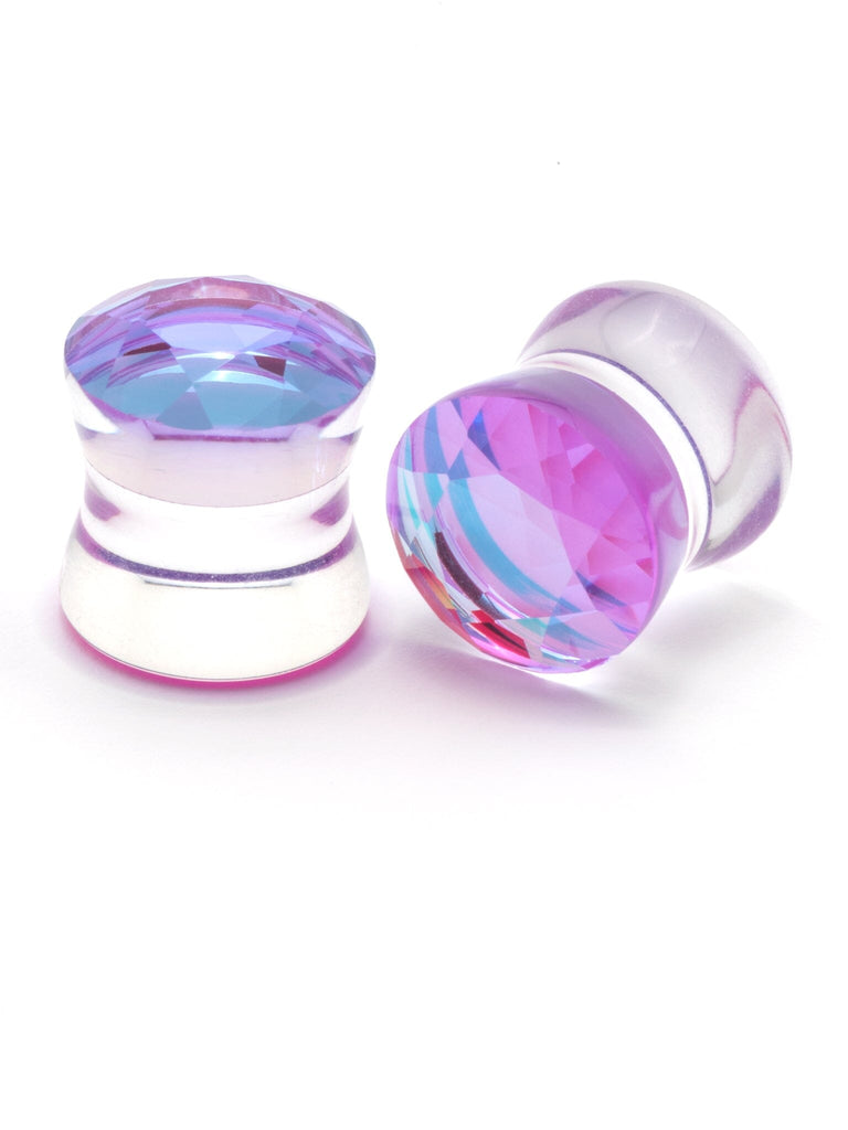 Purple Aurora Gem Cut Stone Plugs