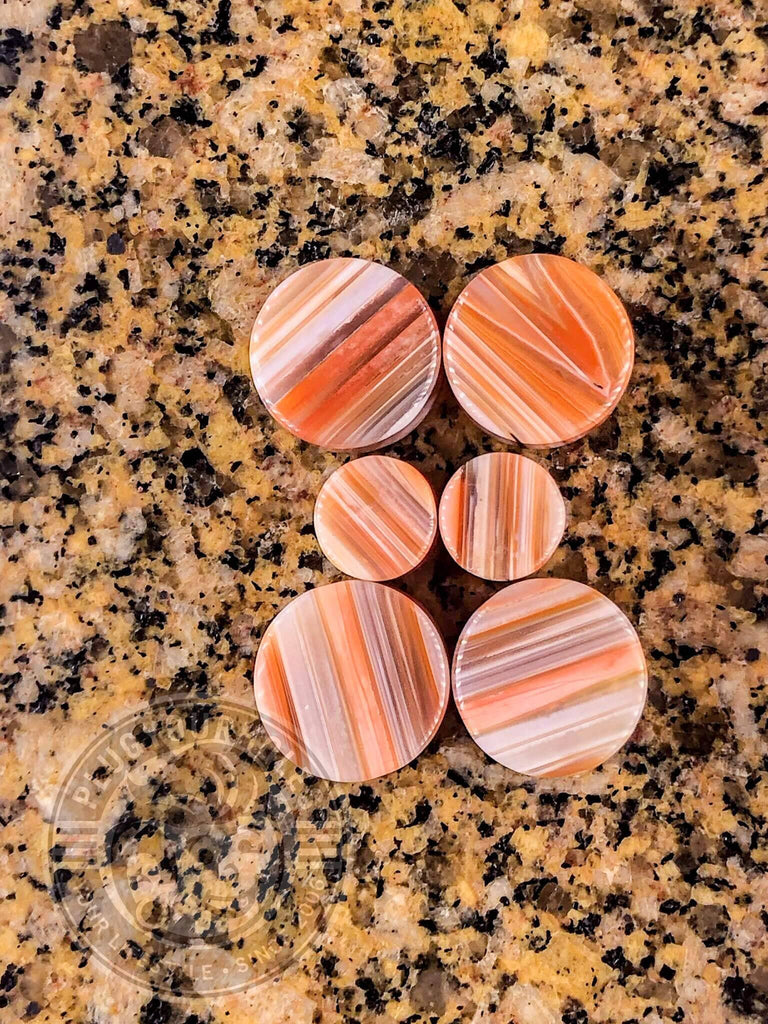 Red Line Agate Stone Plugs