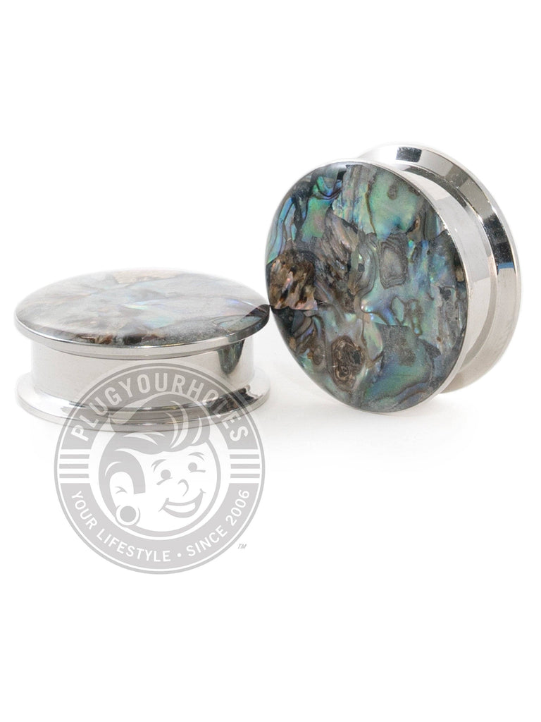 Abalone Inlay Threaded Steel Plugs