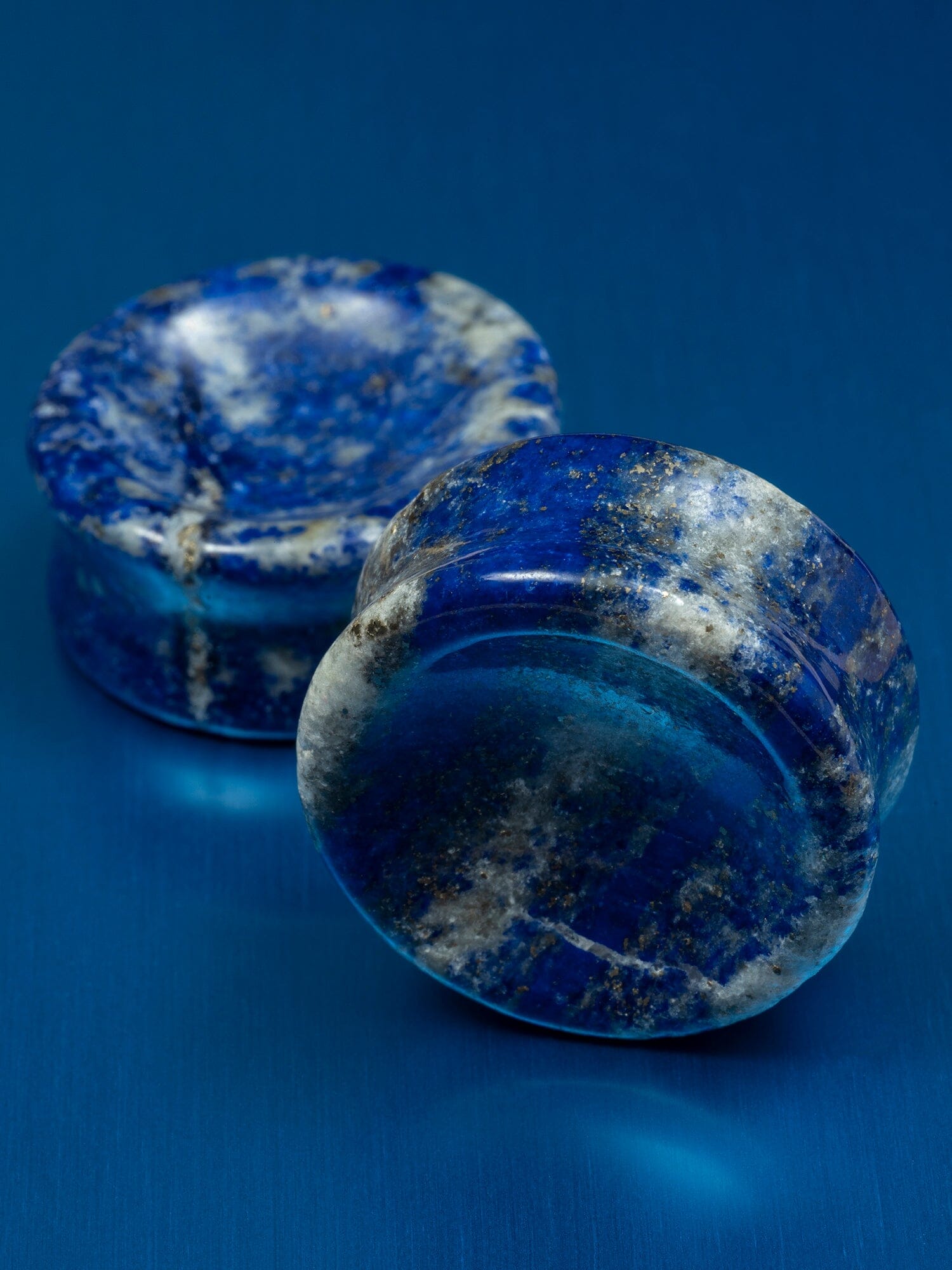 Lapis Lazuli Concave Stone Plugs | Blue Stone Gauges